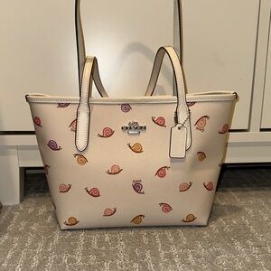 Coach Beige Tote with Snail Pattern